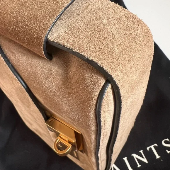 NWT All Saints 3 in 1 Suede brown leather Frankie Crossbody Bag + Dust Bag - Picture 7 of 16